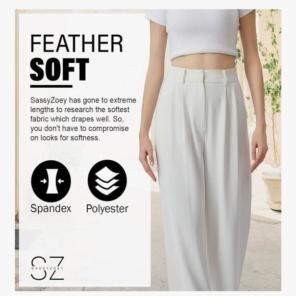 Sassy Zoey Wide Leg High Waisted Trousers with Pockets Work/Business Casual XL - Picture 5 of 10